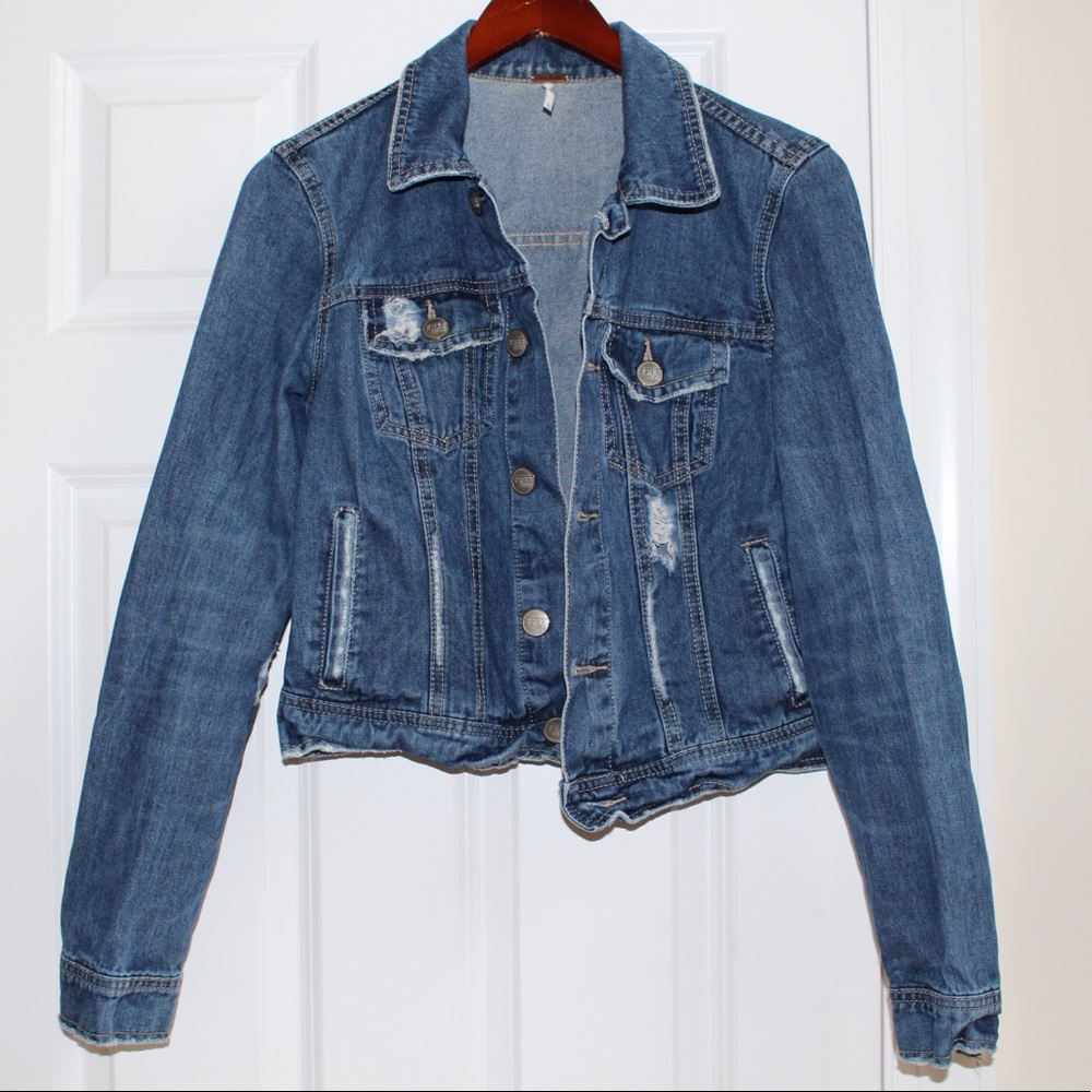 Free People Denim Jacket, Crop Jean Jacket,
